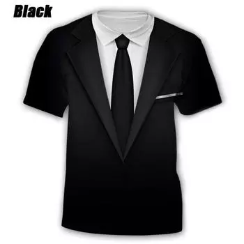 Футболки Забавный хип-хоп костюм и галстук 3D футболка Летняя мода Дети Повседневная футболка Мальчики Девочки Футболка большого размера Детские топы 100