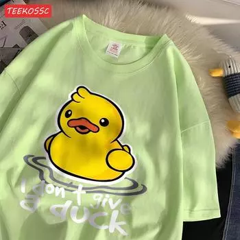 Футболки женские из уличного хлопка I Dont Give A Duck со смешным принтом, большие размеры с круглым вырезом, мягкие, с коротким рукавом, трендовая женская одежда S