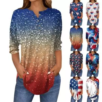 Футболки женские осенние повседневные рубашки с длинным рукавом 3/4 на пуговицах толстовка винтажный топ пуловер XL киноварь