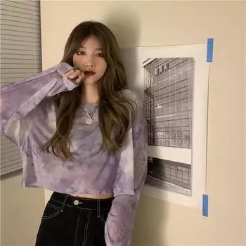 Футболки женские с принтом тай-дай повседневные модные элегантные солнцезащитные сексуальные женские футболки подростковые прозрачные топы летние популярные пляжные простые уютные S серый