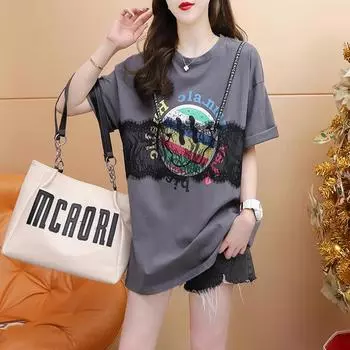 Футболки (Женский) футболка с коротким рукавом двухцветная M-2XL