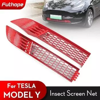 Futhope 2 шт. Сетка от насекомых для передней крышки Tesla Model Y 2023 года, защитная крышка для впускного отверстия кондиционера красный