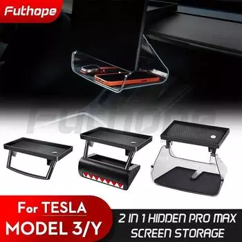 Futhope 2in1 Скрытый ящик для хранения экрана Pro для модели Tesla 3 Y 2018-23 года, магнитный Magsafe, скрытый большой ящик для хранения салфеток rear Storage box