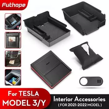 Futhope Update Флокированный силиконовый 5 шт. Подлокотник Коробка для хранения Флокированный держатель для чашки на центральной консоли для Tesla Model 3/Y Hidden box
