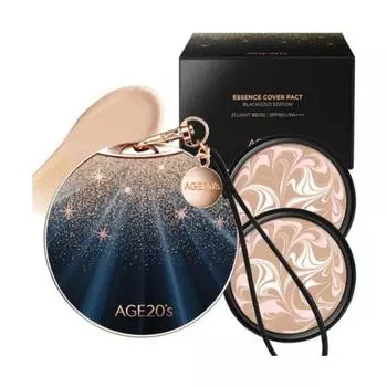 Футляр Age 20 s Black Gold Edition Pact + сменный блок 14 г x 2, оттенок 21 светло-бежевый, 1 набор