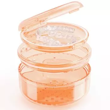 Футляр для чистки фиксаторов зубных протезов 2 в 1 Футляр для чистки фиксаторов Непротекающая ванна для зубных протезов Чашка для полного ухода за зубными протезами синий