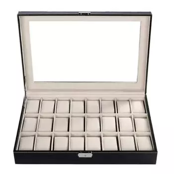 Футляр для хранения часов из искусственной кожи на 24 слота, водонепроницаемый органайзер для часов с замком для хранения часов