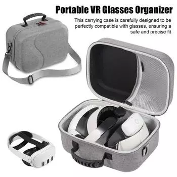 Футляр для хранения очков VR, твердая сумка с ручкой, застежкой-молнией, плюшевая подкладка, противоударная переноска