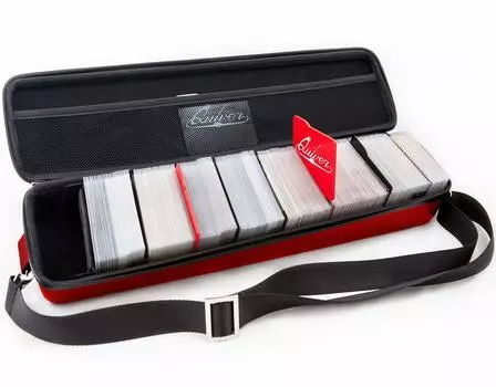 Футляр для карт Quiver Time Red, идеальный для MTG Premium Storage Box, в комплект входят футляры для торговых и игральных карт Apollo и 100 протекторов для карт Apollo - Колоды, - красный