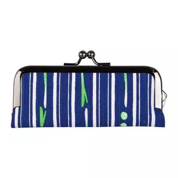 Футляр для марок «Луговая собачка» Зеленый лук, сделанный в стиле фурошики, японский сувенир (с Вермилионом), Полоска, Япония, Ткань, Узор,