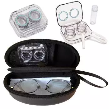 Футляр для очков 2 в 1 с футляром для контактных линз Черный футляр для солнцезащитных очков Футляр для очков чёрный
