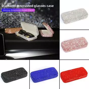 Футляр для очков Bling Clay Crystal Diamond, автомобильные очки, солнцезащитные очки, ящик для хранения, центральная консоль, подлокотник, аксессуары для салона автомобиля чёрный