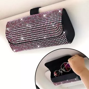 Футляр для очков Diamond Car Glasses Box Storage Sunglasses Holder Sparkle Visor Glasses Case Bling Car Assessoires Interior for Women