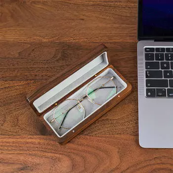 Футляр для очков, хранение, дерево (Очки в комплект не входят) Портативный защитный темно-коричневого