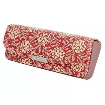 Футляр для очков Inden H из оленьей кожи с красным и белым лаком, узор гортензии [Indenya] 4206-13-174