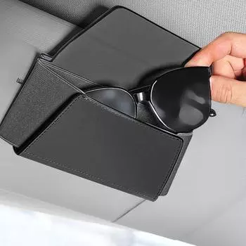 Футляр для очков из меха для автомобильного козырька, держатель для солнцезащитных очков, держатель для карточек, многофункциональное хранилище для автомобильных аксессуаров чёрный