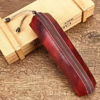 Футляр для очков из натуральной кожи, верхний слой из коровьей кожи, кошелек на молнии, модный повседневный кошелек для мелочи и карточек для мужчин и женщин