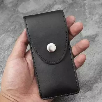 Футляр для очков на ремне, компактный, износостойкий, с застежкой-кнопкой, чехол для очков из искусственной кожи для чтения, для наружного использования чёрный