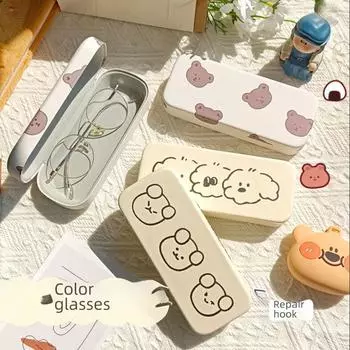 Футляр для очков с изображением мультяшного щенка, милые солнцезащитные очки для чтения в виде животных, держатель для очков, портативный аксессуар для очков Three puppies