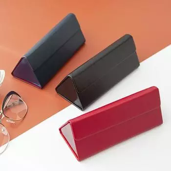 Футляр для очков треугольной формы, магнит из искусственной кожи, элегантный ящик для хранения очков для солнцезащитных очков красный