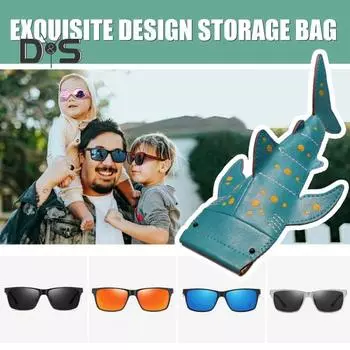 Футляр для очков в форме акулы, искусственная кожа, чехол для очков, чехол для солнцезащитных очков с отжимом, милый пенал в форме акулы, подарок для детей синий