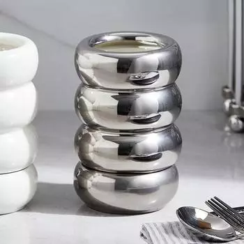 Футляр для палочек для еды с 3 отверстиями на дне, съемная простая коробка с гладкой поверхностью, ресторанная посуда серебряный