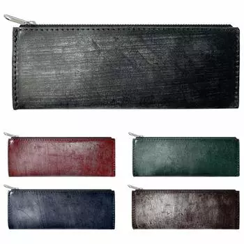 Футляр для ручек из кожи, тонкий, компактный, тонкий, держатель для ручек, простой, роскошный, канцелярский, загорелый, на молнии YKK, кожаный, черный