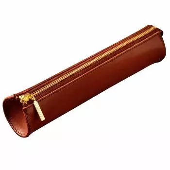 Футляр для ручки круглый Tochigi кожа натуральная кожа сделано в Японии цилиндрическая перьевая ручка простая ручная работа R коричневый [Am Mas] PC-020