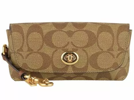 Футляр для солнцезащитных очков Футляр для очков Signature Outlet 73639 x [Coach] Мужской Женский (Золотой хаки/золотой) [Элемент]