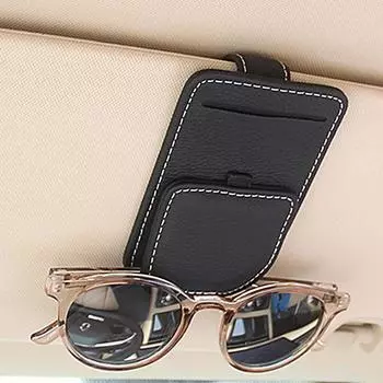 Футляр для солнцезащитных очков с магнитным козырьком, кожаный держатель для солнцезащитных очков, карман для автомобильного козырька, зажим для солнцезащитных очков, карман для хранения автомобильного козырька чёрный