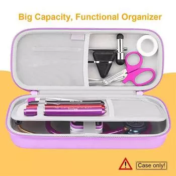 Футляр для стетоскопа, водонепроницаемый, прямоугольный, сменный, однотонный, с подъемной ручкой, устойчивый к царапинам, сумка для хранения пинцета, черный 28.5x11.5x6cm чёрный