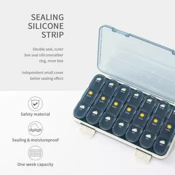 Футляр для таблеток большой емкости, герметичный, 3/4 раза в день, еженедельный дозатор для таблеток, бытовые принадлежности A синий