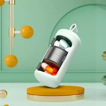 Футляр для таблеток Компактный портативный футляр для лекарств из АБС-пластика с 3 сетками и регулируемой крышкой для путешествий белый