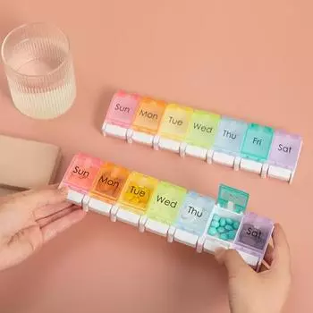 Футляр для таблеток, полезный влагостойкий компактный футляр для таблеток, органайзер для таблеток на 7 дней, держатель для таблеток для рыбьего жира разноцветный