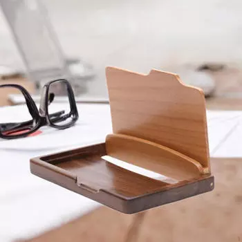 Футляр для визитных карточек, деревянный держатель, тонкий дисплей для мужчин, легкий, деревянный