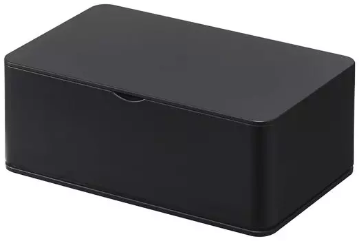 Футляр для влажных салфеток Yamazaki Jitsugyo 5579, прямоугольный, черный, Ш16 x Г10 x В6 см, в комплект входит умный стопор для бумаги, прибл. чёрный