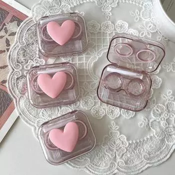 Футляры для контактных линз розовый прозрачный Love Bow Футляр для контактных линз для девочек портативный