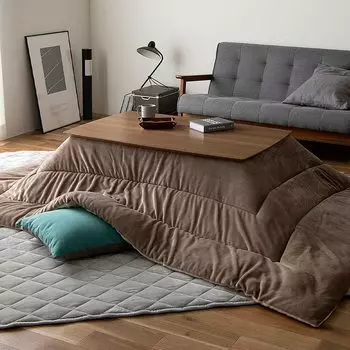 Футон для котацу Одеяло для котацу 190 x 240 см [IRIS OHYAMA] [Велюр] Серо-бежевый/Слоновая кость Прямоугольный