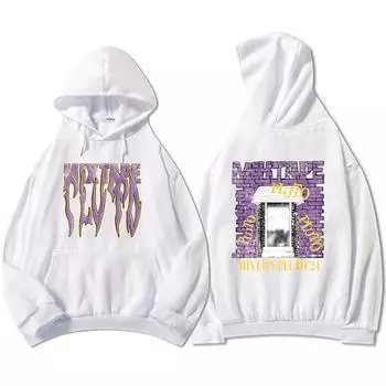 Future Mixtape Pluto 2024 Графические толстовки Хип-хоп Унисекс Уличная одежда Длинные рукава Мужские/женские толстовки с капюшоном Ropa Hombre Hoodie XS белый