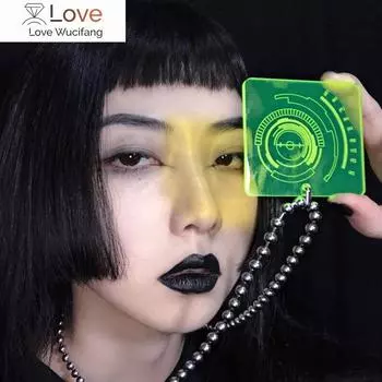 Футуристическое ожерелье с подвеской «Хакер» для женщин и мужчин, серебряная цепочка 50 см/60 см/70 см, акрил, зеленый, розовый циферблат, модные ювелирные изделия 60cm зелёный