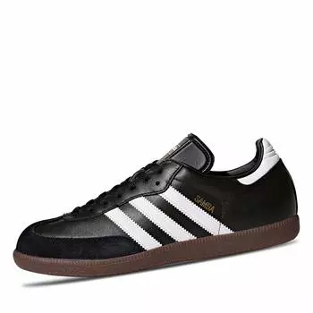 Футзальные кроссовки Samba Leather 10075 Core Black cm [Adidas] Мужские черные/Обувь белая/Core (019000) 27,0