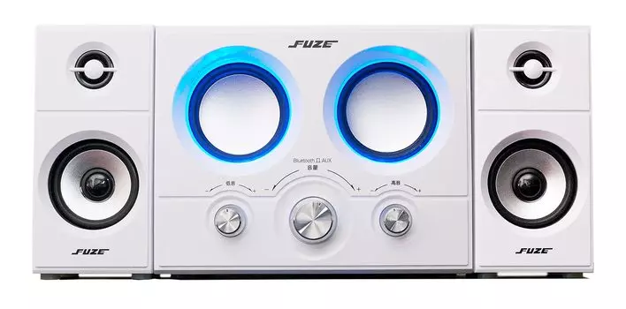FUZE Bluetooth-динамик с усилителем DAS219BT, белый, Bluetooth AUX, двойной вуфер, глубокий бас, домашний кинотеатр, 2.1-канальный, встроенный