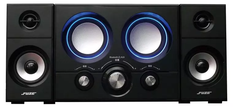 FUZE Bluetooth-динамик с усилителем DAS219BT, черный, Bluetooth AUX, двойной вуфер, глубокий бас, домашний кинотеатр, 2.1-канальный, встроенный чёрный