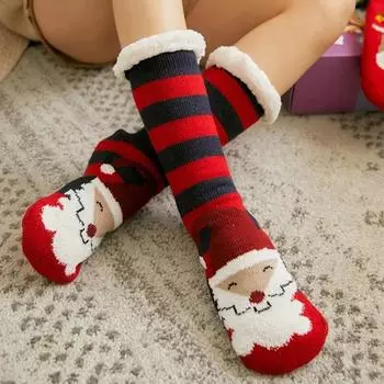 Пушистые носки для сна женские зимние с сердечками смешные милые кавайные нескользящие мультяшные короткие мягкие удобные женские тапочки-носки для пола дизайнерские One Size