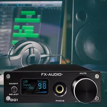 FX-AUDIO D01 DAC AMP BT 5.0 ЦАП Цифро-аналоговый преобразователь Усилитель для наушников Усилитель звука EU Plug чёрный