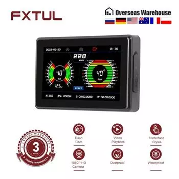 FXTUL F6-A HD экран мотоцикл Hud Obd2 видеорегистратор цифровой дисплей GPS спидометр проекционный дисплей парковочный монитор HUD датчик CHINA