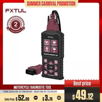 FXTUL M3 Диагностический OBD2 для мотоциклов Очистка кодов неисправностей Диагностический инструмент для мотоциклов Kawasaki Yamaha Suzuki HONDA
