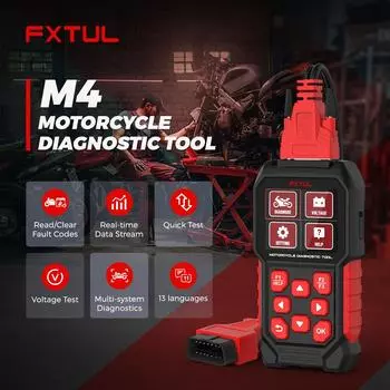 FXTUL M4 Мотоцикл Диагностический Инструмент Азия OBD2 Очистить Коды Неисправностей Сканер Поддержка Двигатель ABS Системы Для Yamaha HONDA Kawasaki SYM