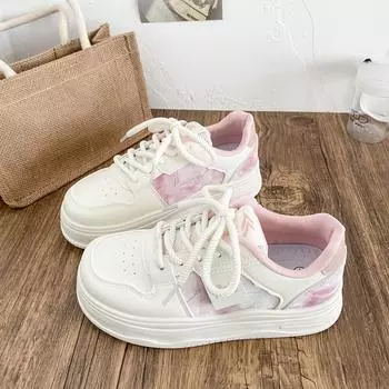 FY-103 cute platform white shoes women s shoes round head board shoes casual bread shoes 2025 spring new ins tide 34 жёлтый