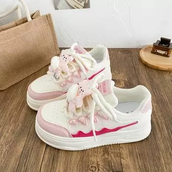 FY-139 accessories removable mesh breathable thick baseplate shoes little white shoes 2025 new spring and summer mesh shoes bread shoes 35 розовый